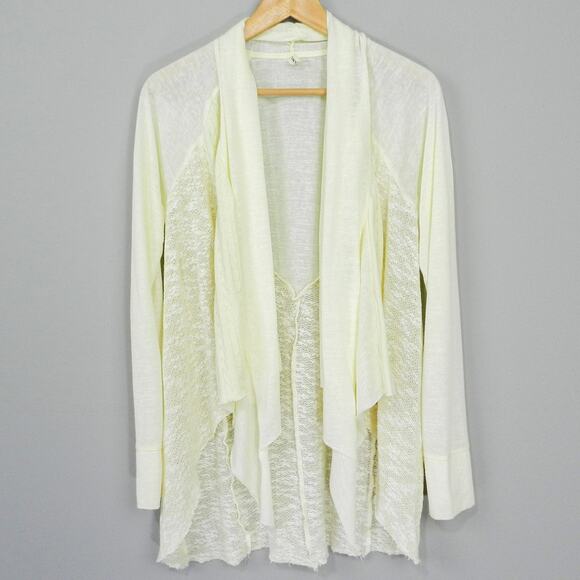 Anthropologie Tiny Boho Lace Open Draped Long Cardigan Size XS Ivory‎ Cream Knit - Picture 1 of 12